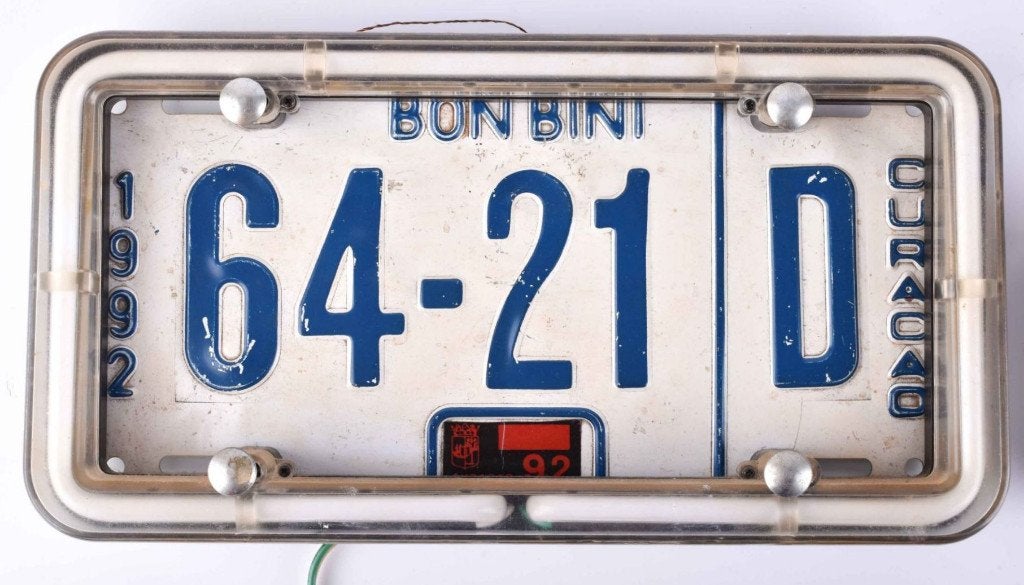 Jan Henderikse (1937) Kentekenplaat "Bon Bini" Ges Ged Verso, Antiek en Kunst, Ophalen of Verzenden