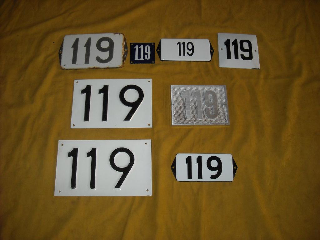 oud emaille huisnummer 119 ook 120 121 122 123 124 125 126, Ophalen of Verzenden