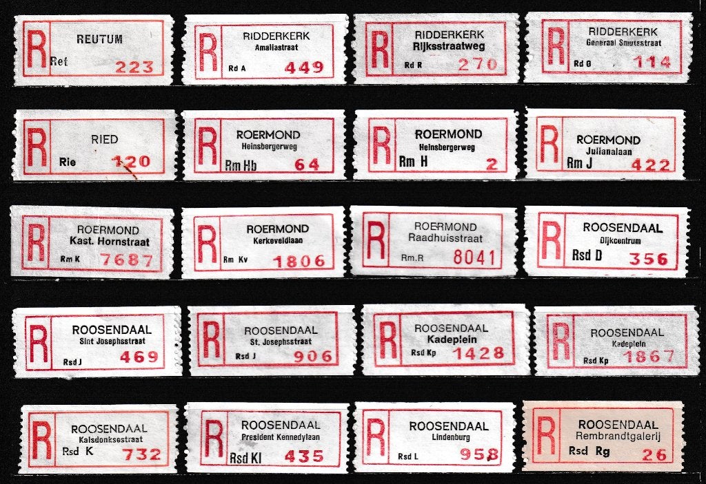144 Verschillende Aantekenstrookjes,  (Adv. A2), Verzenden, Na 1940, Gestempeld