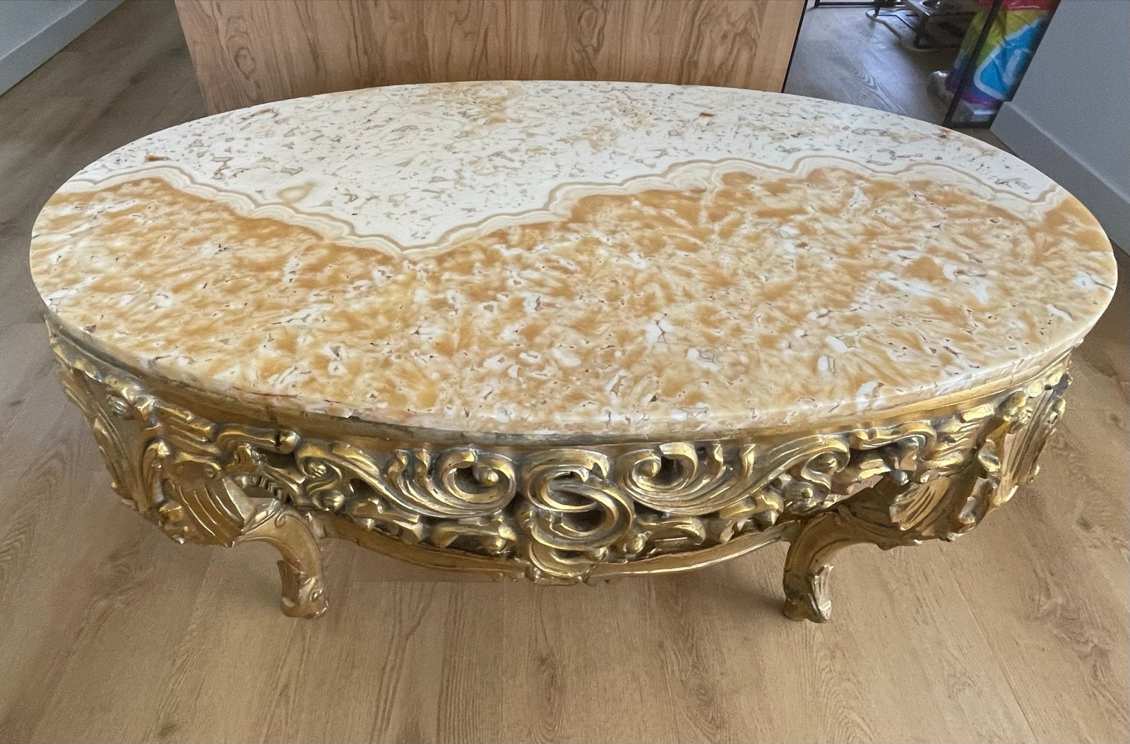 Bijzettafel met Marmeren Blad - Goudkleurig, Ophalen