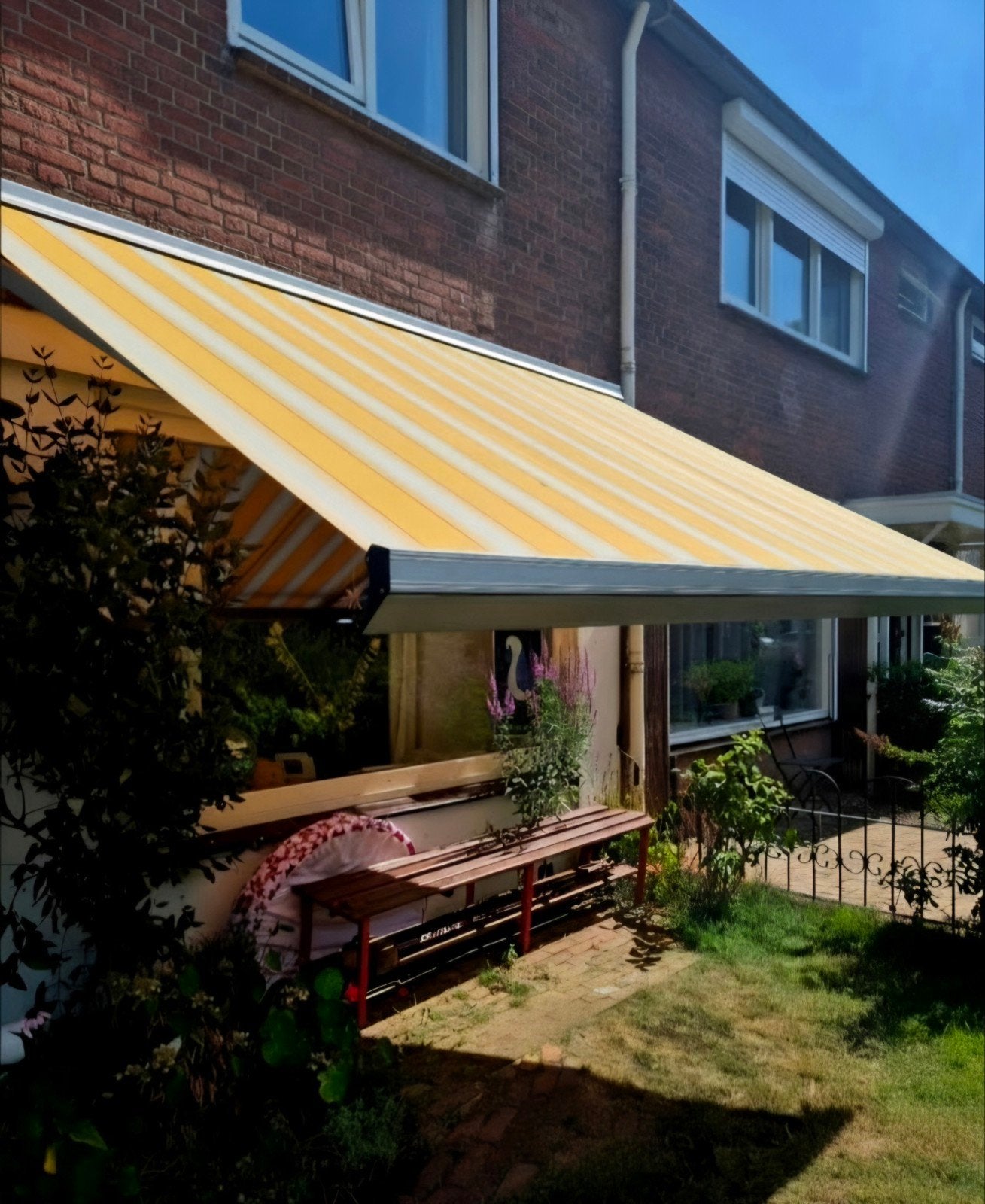 Zonnescherm met knikarm, Tuin en Terras, Zonneschermen, 150 tot 300 cm, Ophalen, Gebruikt, Knikarmscherm