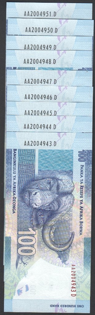 South Africa 100 Rand 2012  (9) Opeenvolgende nummers, Verzenden, Zuid-Afrika, Setje