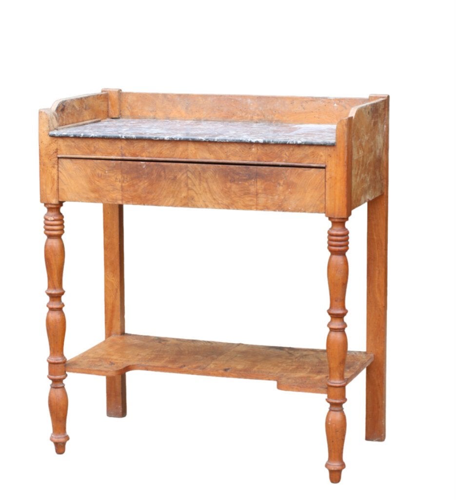 Antieke Franse tafel met marmeren blad en lade, Antiek en Kunst, Antiek | Meubels | Tafels, Ophalen