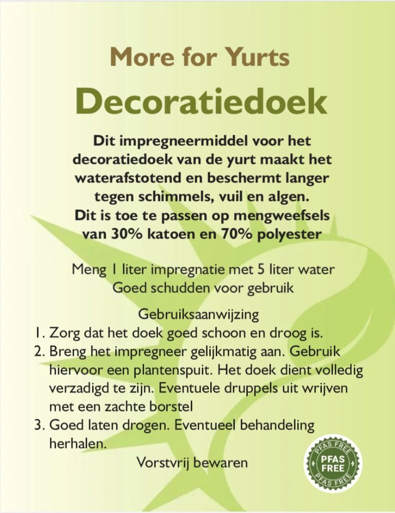 More for Yurts DK ( Decoratiedoek) impregnatie 1 liter, Caravans en Kamperen, Ophalen of Verzenden, Nieuw