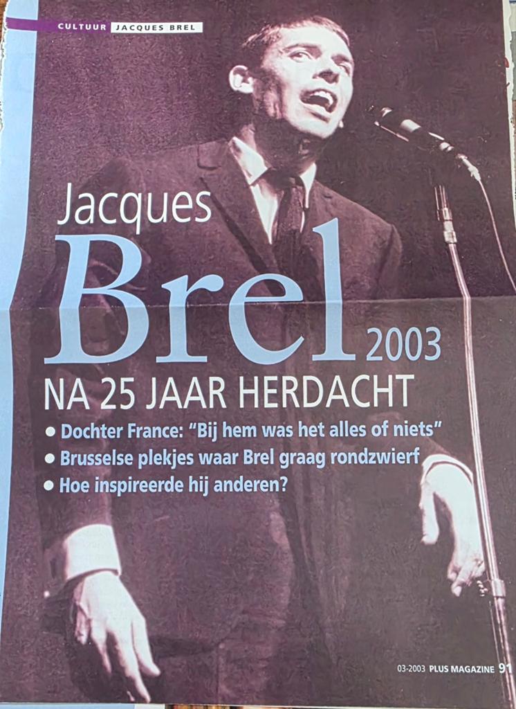 Jacques Brel: Na 25 jaar herdacht - Plus Magazine 2003, Ophalen of Verzenden, Artiest