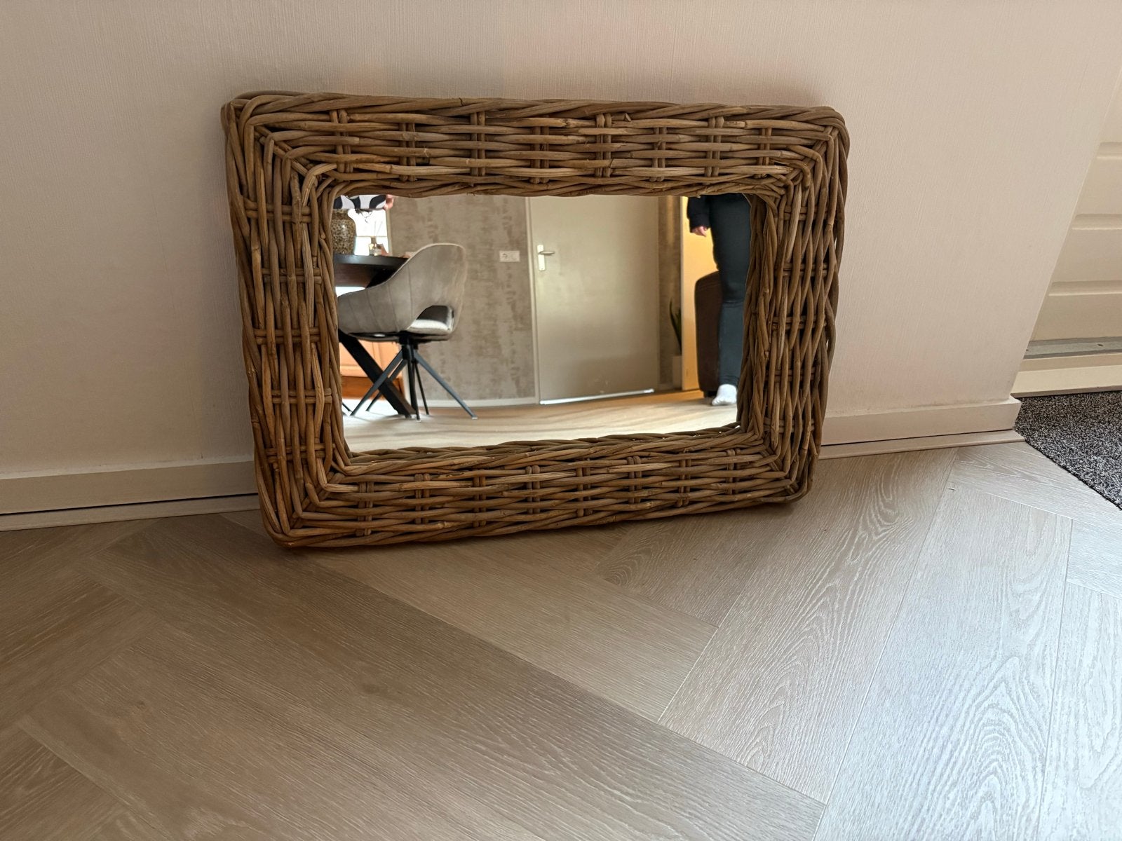 Rotan spiegel 80x30 cm, Huis en Inrichting, Ophalen, Gebruikt, 75 tot 100 cm, Minder dan 100 cm