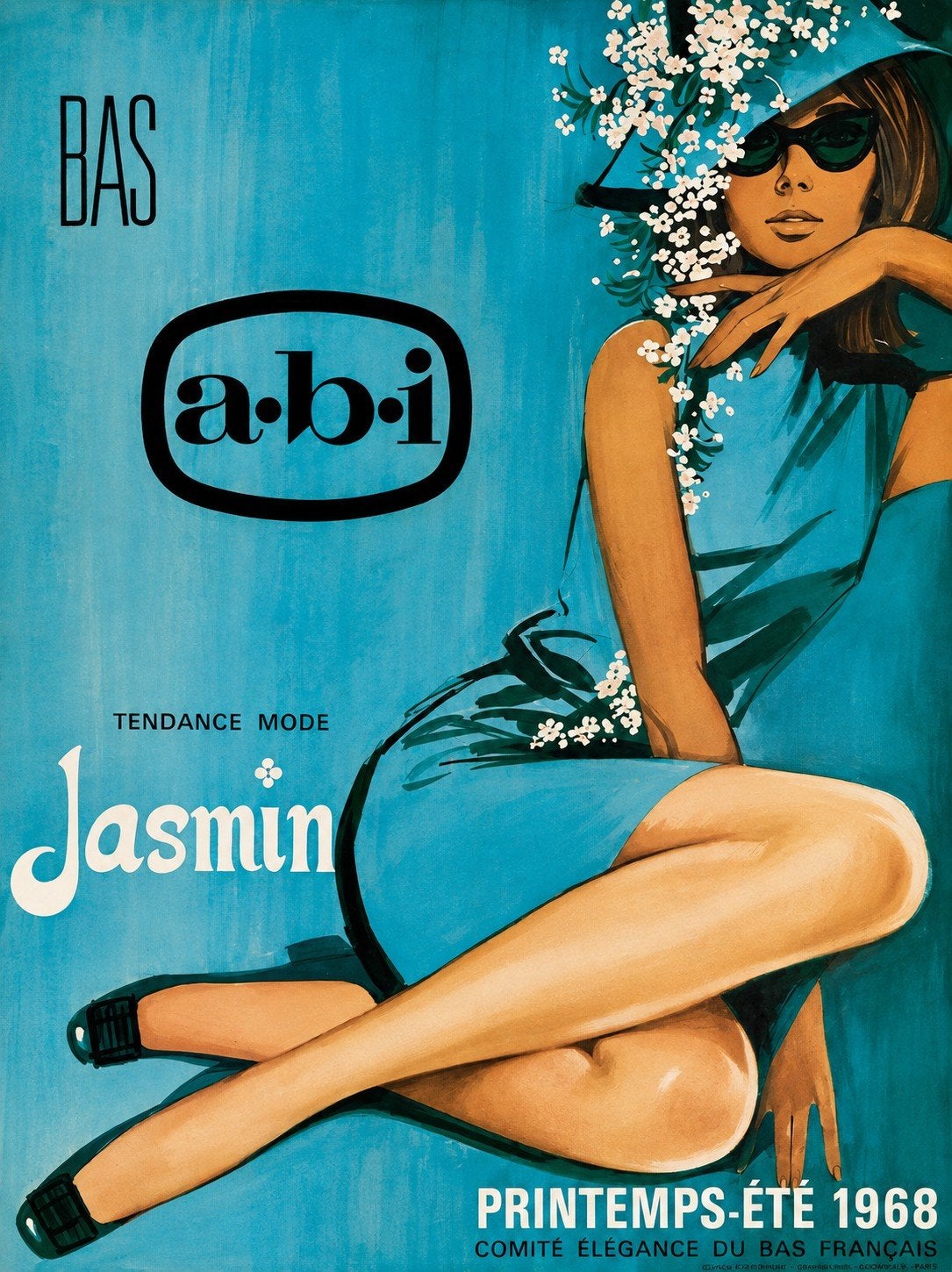 Vintage 'Jasmin Tendance Mode' poster uit 1968, Ophalen of Verzenden, A1 t/m A3