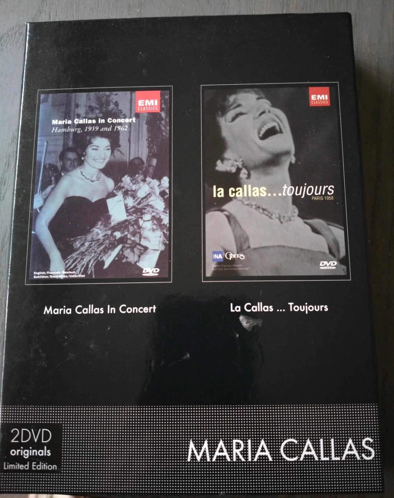 Maria Callas, dvd box met 2 dvd's, Alle leeftijden, Ophalen of Verzenden, Zo goed als nieuw