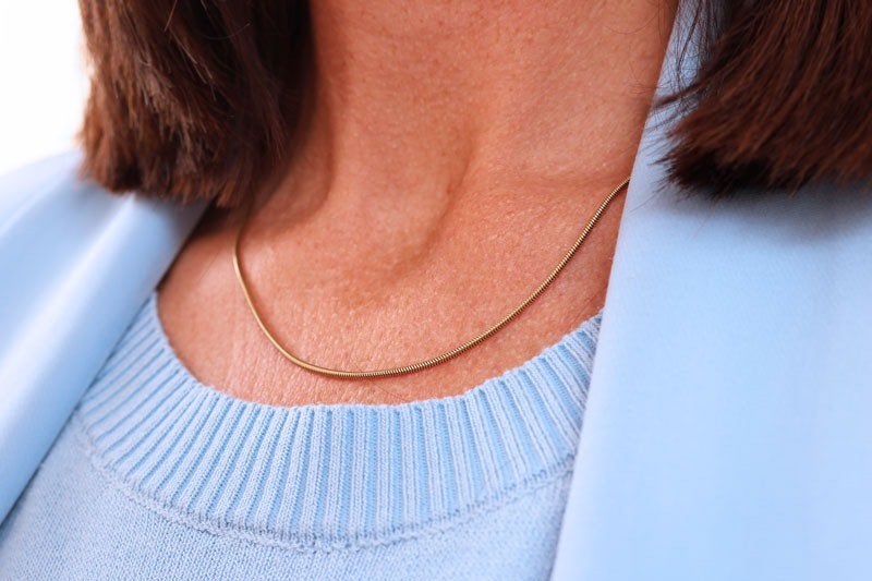 14 Karaat Gouden Slangencollier 45 cm | Snake Chain Dames, Sieraden, Tassen en Uiterlijk, Kettingen, Ophalen of Verzenden, Zo goed als nieuw