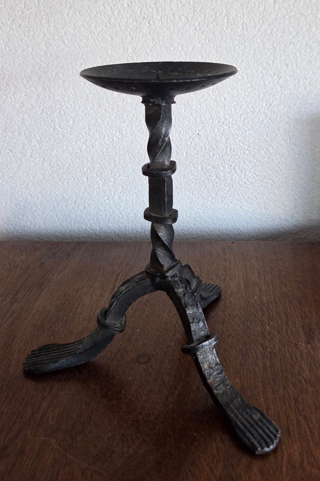 brutalistische handgesmede smeedijzeren kandelaar – 19 cm, Ophalen of Verzenden