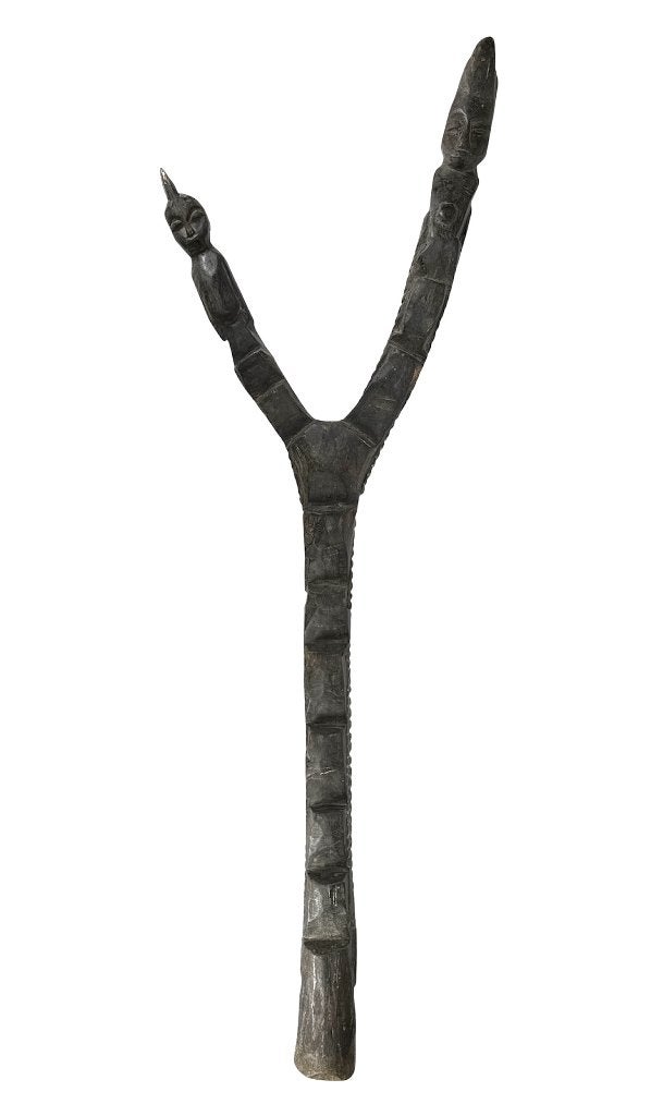 1137. Houten sculptuur, Dogon - vorkladder, Mail, 20e eeuw, Ophalen