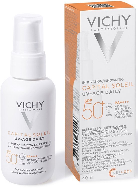 Vichy Capital Soleil UV-Age Daily SPF50+ 40ml, Verzenden, Nieuw, Gehele gezicht, Verzorging