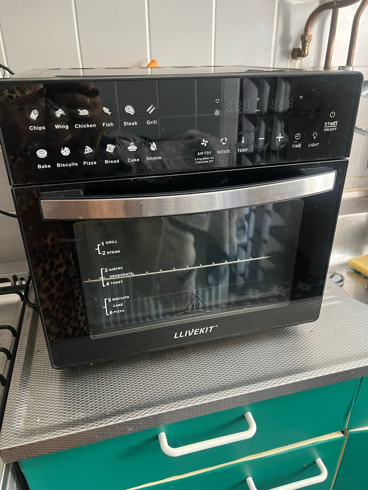 Llivekit Mini Oven met Airfryer - 26L, 1700W, Ophalen, Minder dan 45 cm, Overige merken, Hete lucht