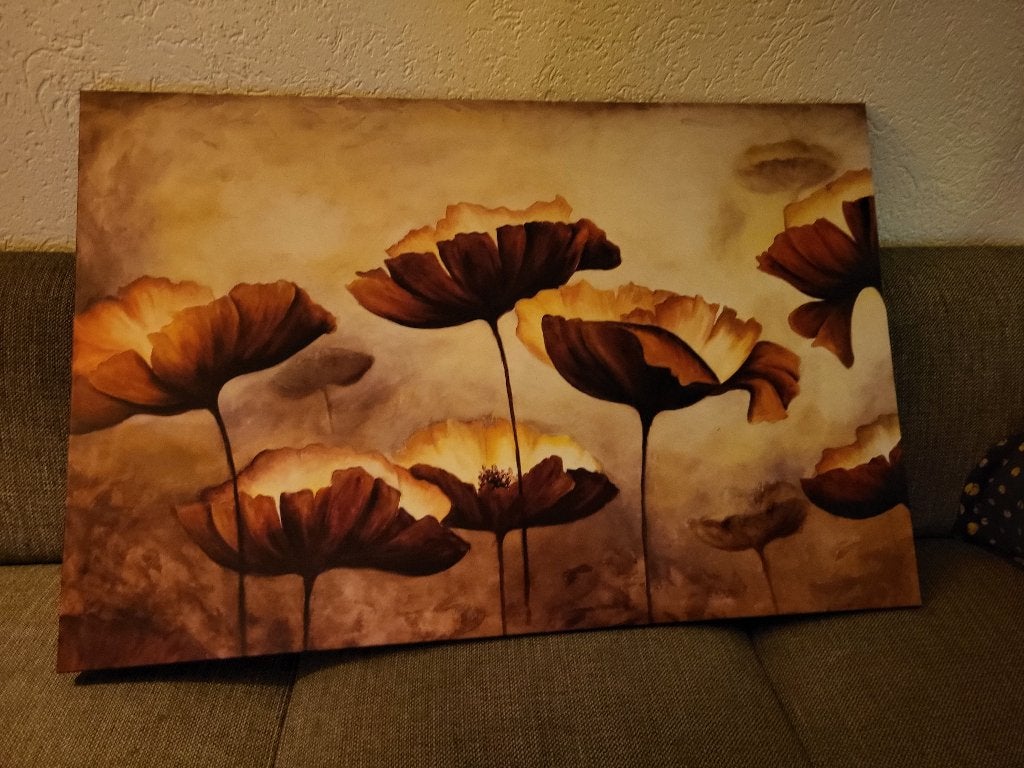 Schilderij als nieuw op Canvas. 70x100, Abstract, Ophalen, Bloemen, Overige technieken