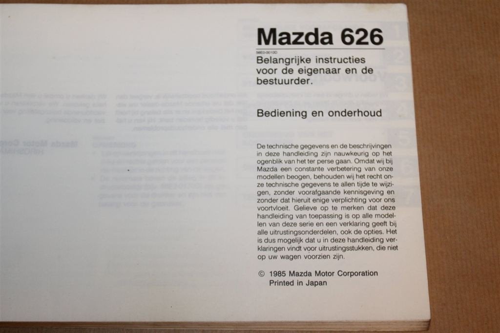 Mazda 626 Instructieboekje — Origineel uit 1985, Ophalen of Verzenden