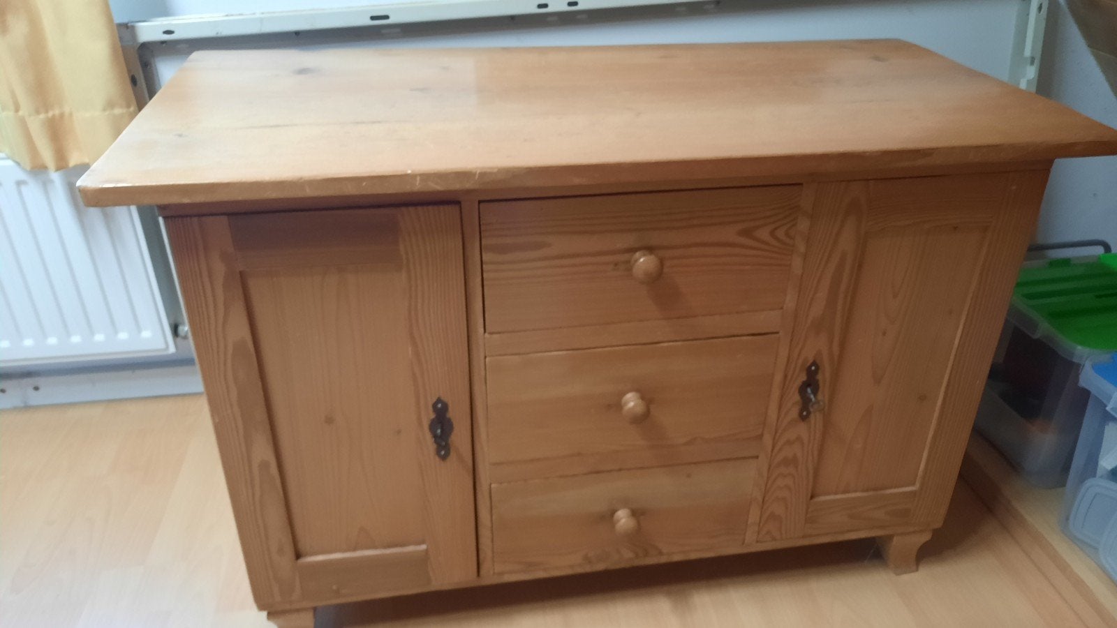 Grenenhouten kast met laden en deuren, Ophalen, Gebruikt, Grenenhout, 50 tot 75 cm