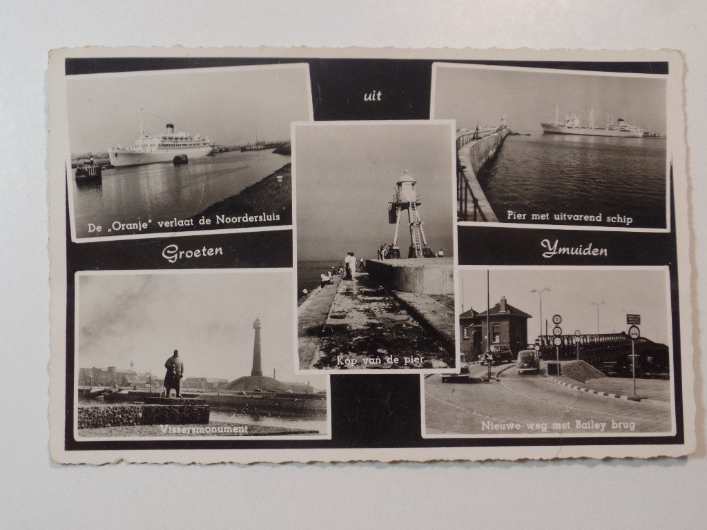 Groeten uit IJmuiden schepen, Verzamelen, Verzenden, 1940 tot 1960, Gelopen, Noord-Holland