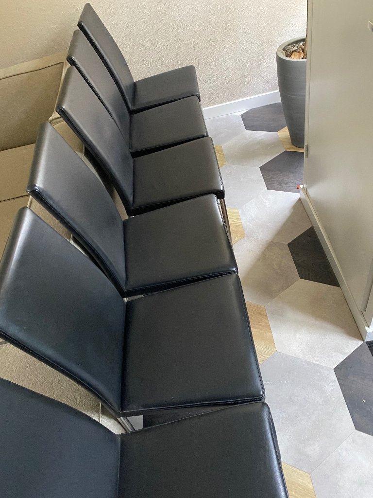 6 stoelen, Huis en Inrichting, Ophalen, Gebruikt, Zwart, Leer