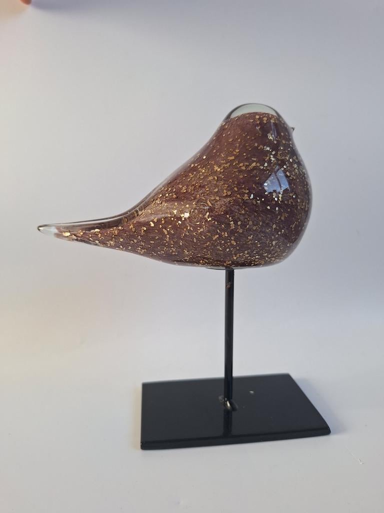 Mooie glazen vogel op metalen voet., Verzamelen, Ophalen of Verzenden