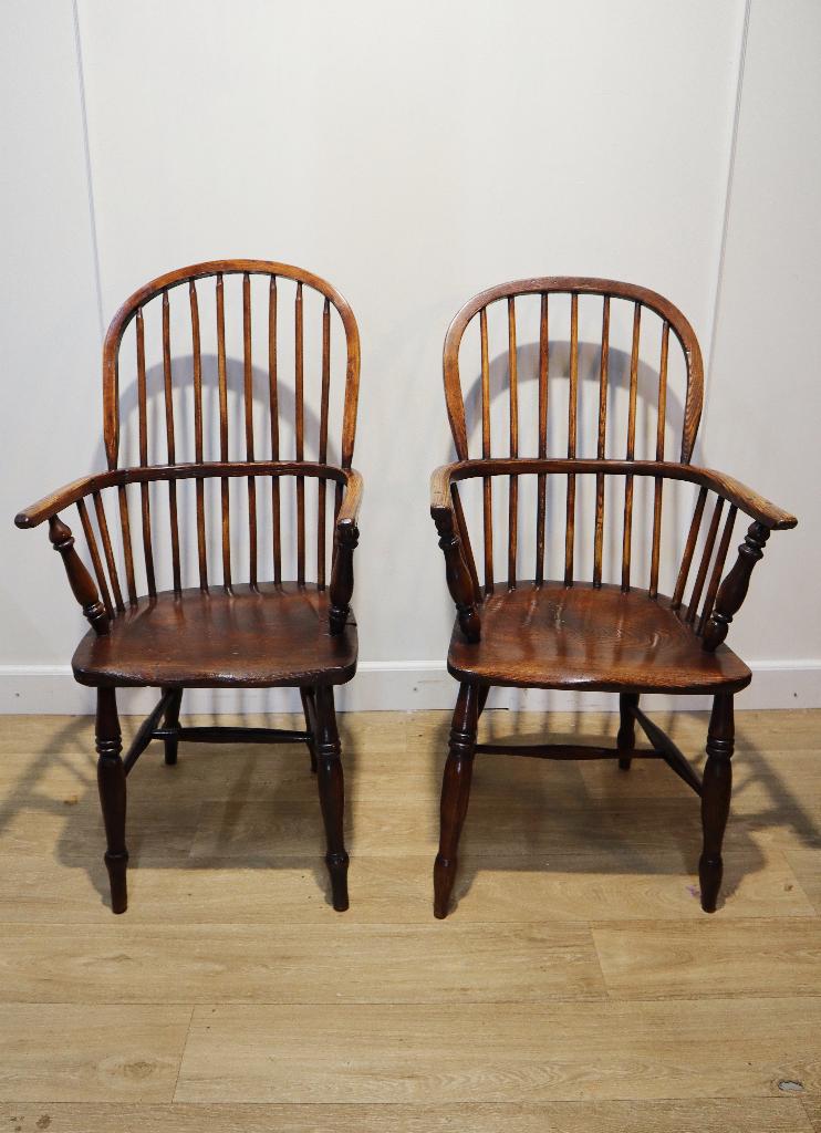 Set antieke Windsor armstoelen, Antiek en Kunst, Antiek | Meubels | Stoelen en Banken, Ophalen of Verzenden