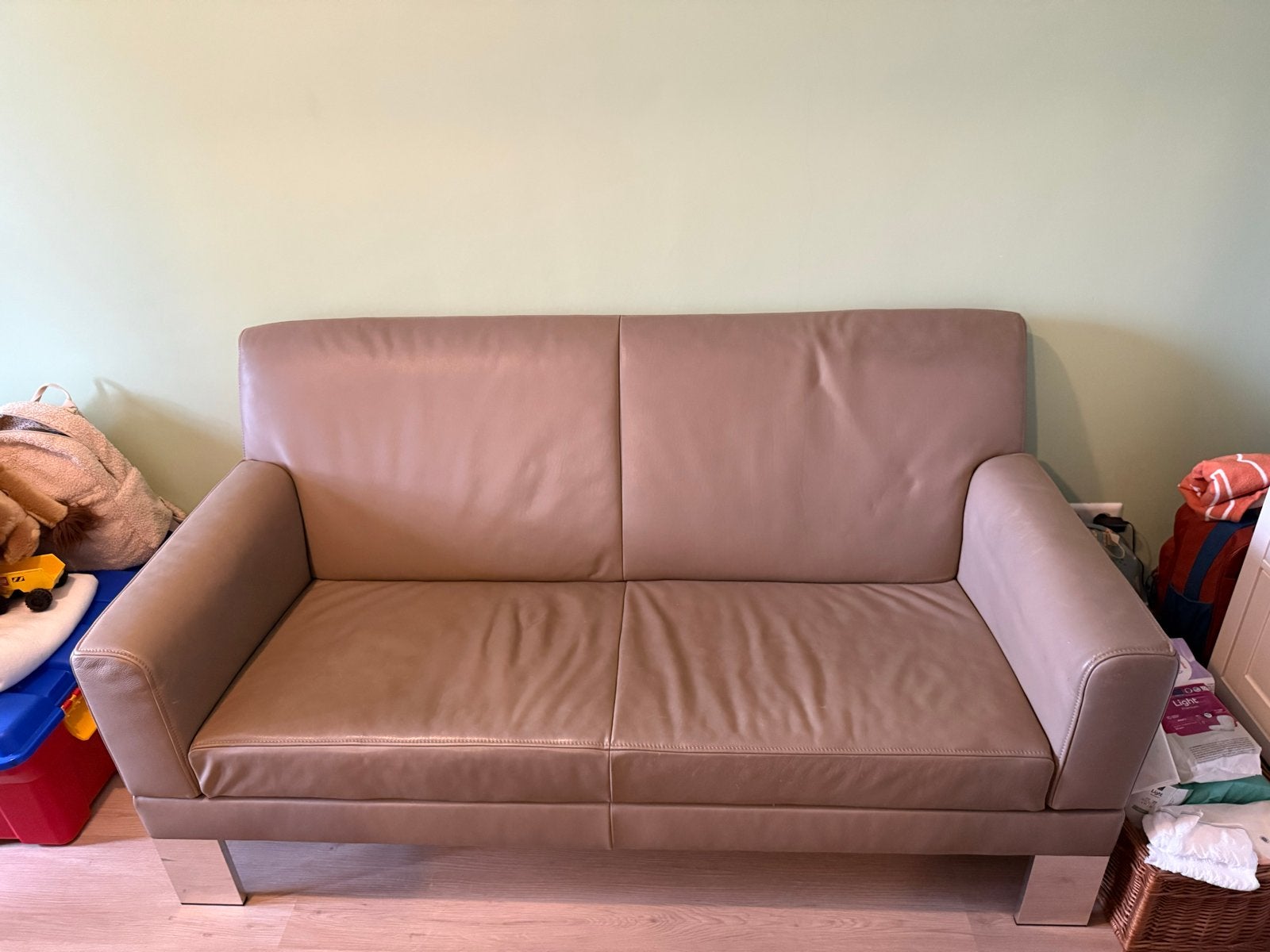 Comfortabele JORI 2-zitsbank van leer - verstelbaar ligbank, Ophalen, Gebruikt, 150 tot 200 cm, Tweepersoons