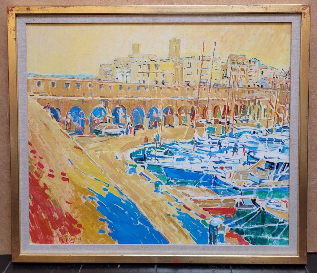 Jac LEDUC, Antibes 1996, Antiek en Kunst, Ophalen of Verzenden, Gedateerd, Olieverf, Doek