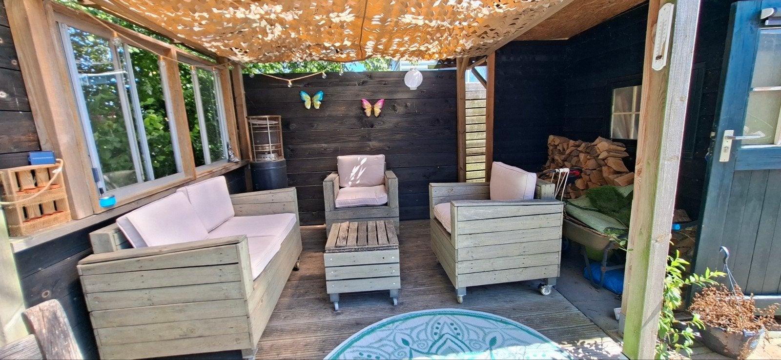 Gebruikte houten louncheset, Ophalen, Gebruikt, Hout, Bank