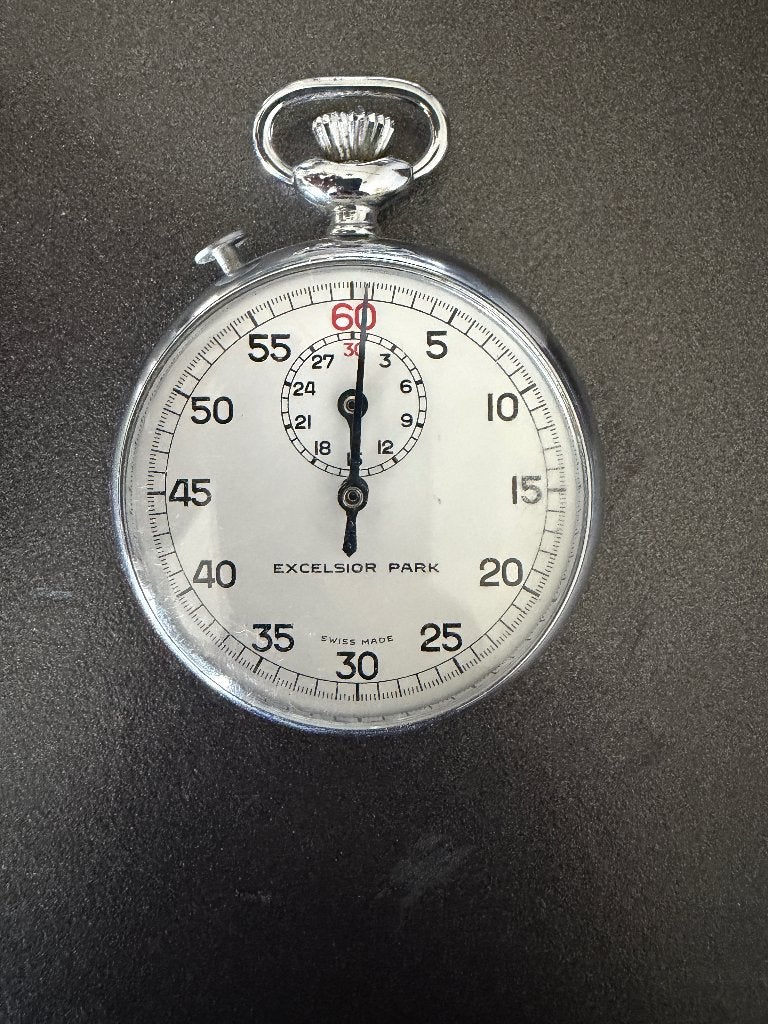 Vintage Excelsior Park Stopwatch – Swiss Made – Mechanisch, Ophalen of Verzenden, Staal, Overige merken, 1960 of later