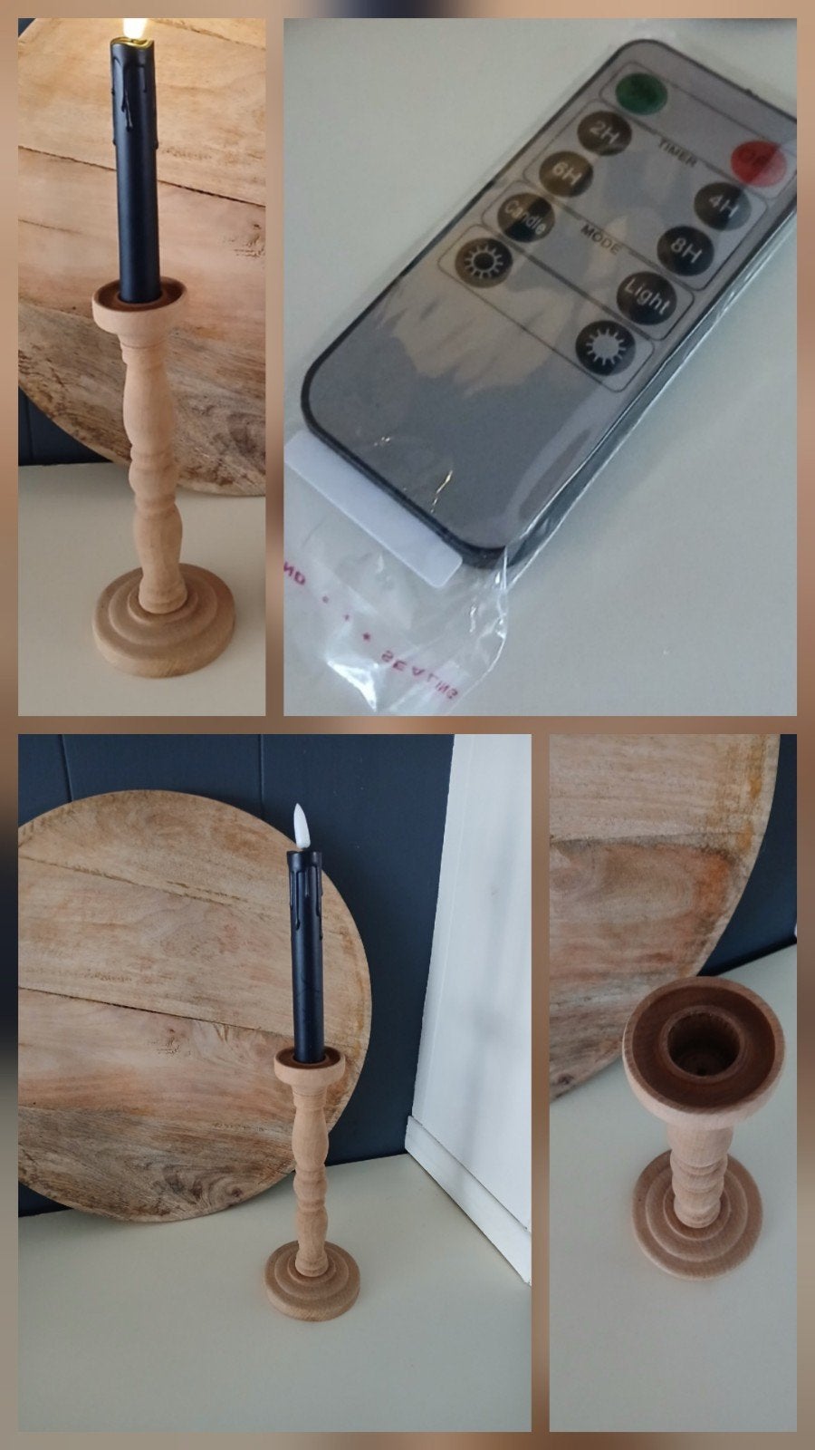 dunne houten kaarsenhouder incl kaars en afstandsbediening, Ophalen of Verzenden, Zo goed als nieuw, Hout, Kaars