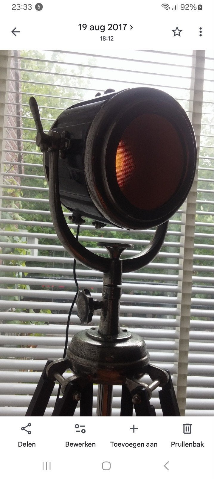 Industriële Vloerlamp met Statief - Vintage Stijl, Ophalen, Gebruikt, E27 (groot), Industrieel, Vintage