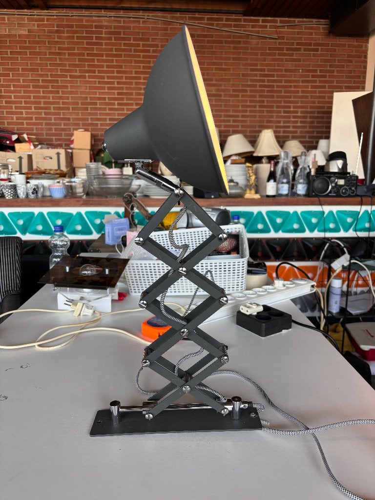 Industriële Schaarlamp JAVARAR Zwart Metaal E27, Ophalen of Verzenden, Gebruikt, Metaal, Industrieel