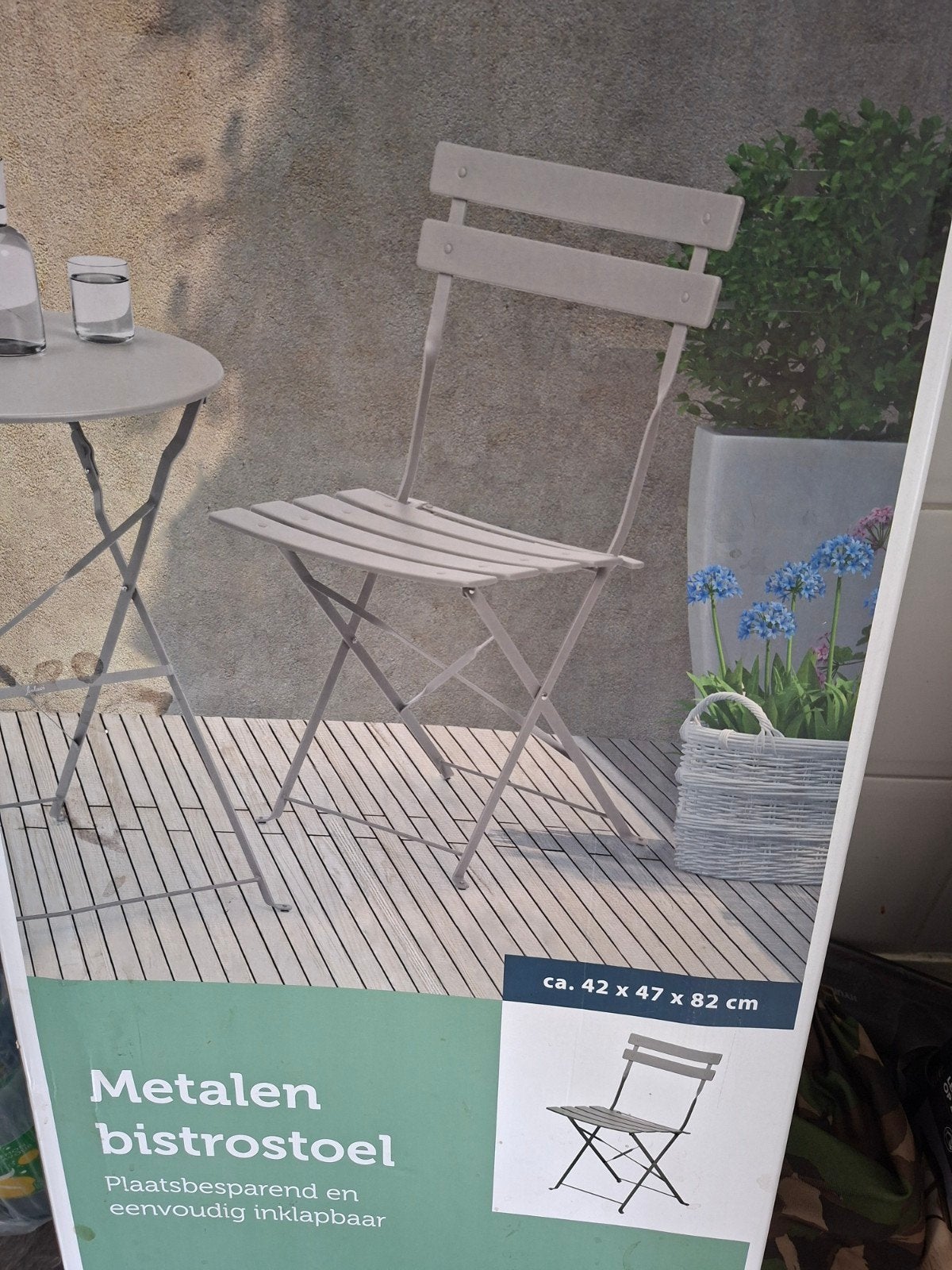 Bistrostoel nieuw ongeopend verpakking 4x metalstoel tuinsto, Ophalen, Nieuw, Metaal