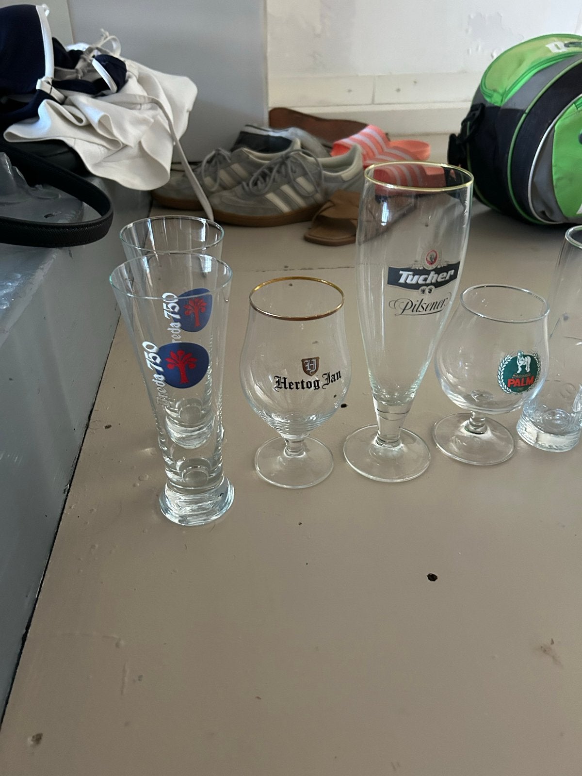 Bierglazen collectie (20+ glazen), Vintage, Gebruikt, Meerkleurig, Ophalen of Verzenden