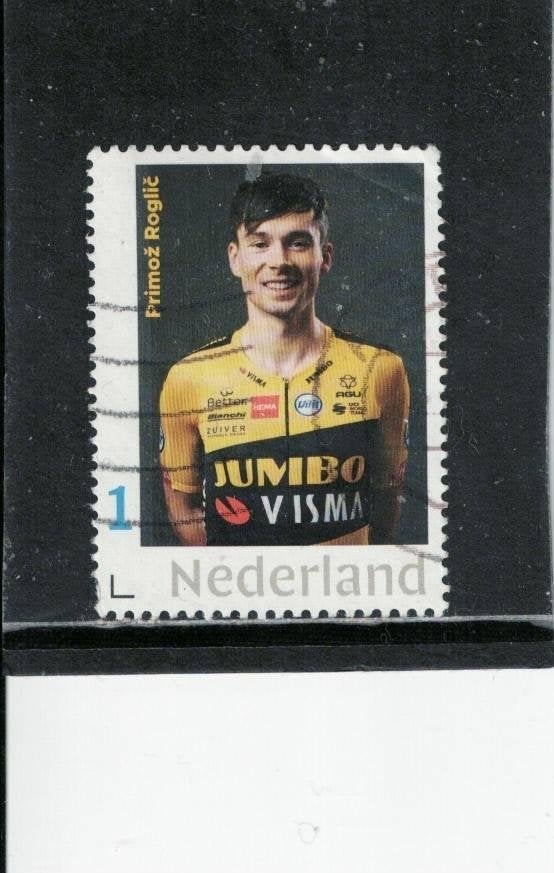 Nederland kaderzegel JumboVisma Primoz Roglic, Verzenden, Gestempeld