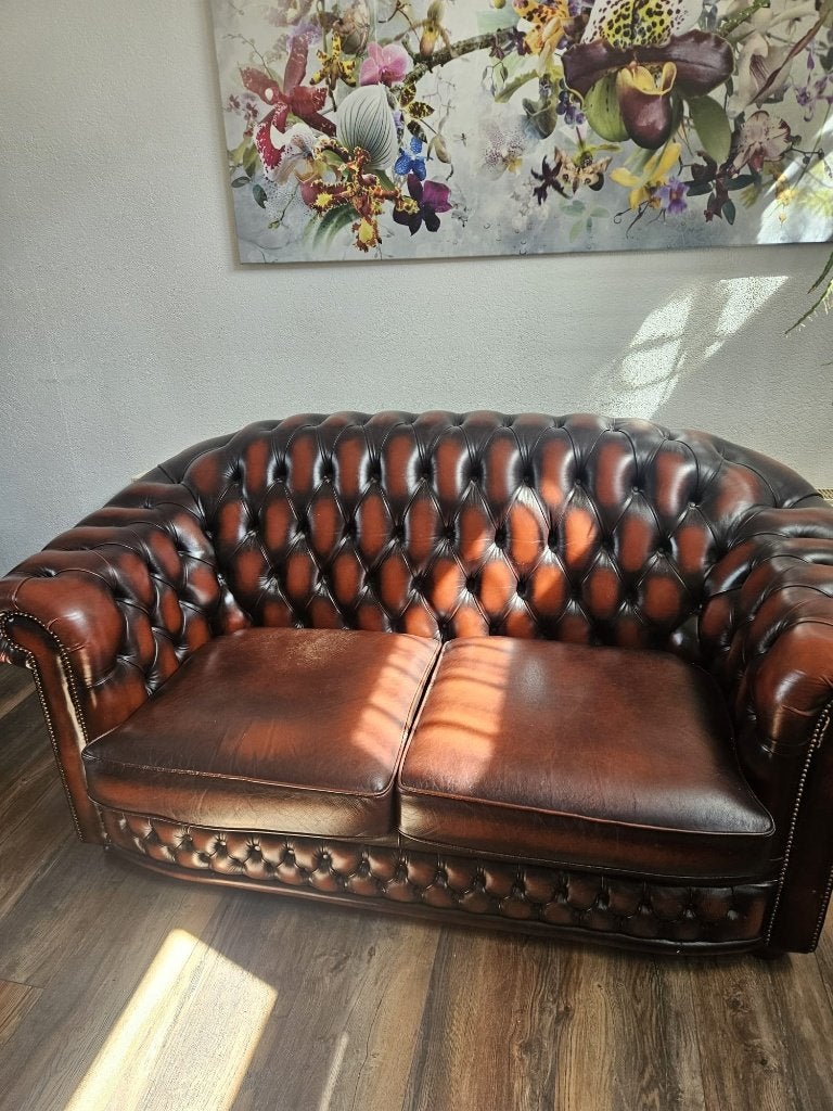 Chesterfield bank, Huis en Inrichting, Banken | Bankstellen, Ophalen, Nothingham Dark Rust, Gebruikt, Overige maten