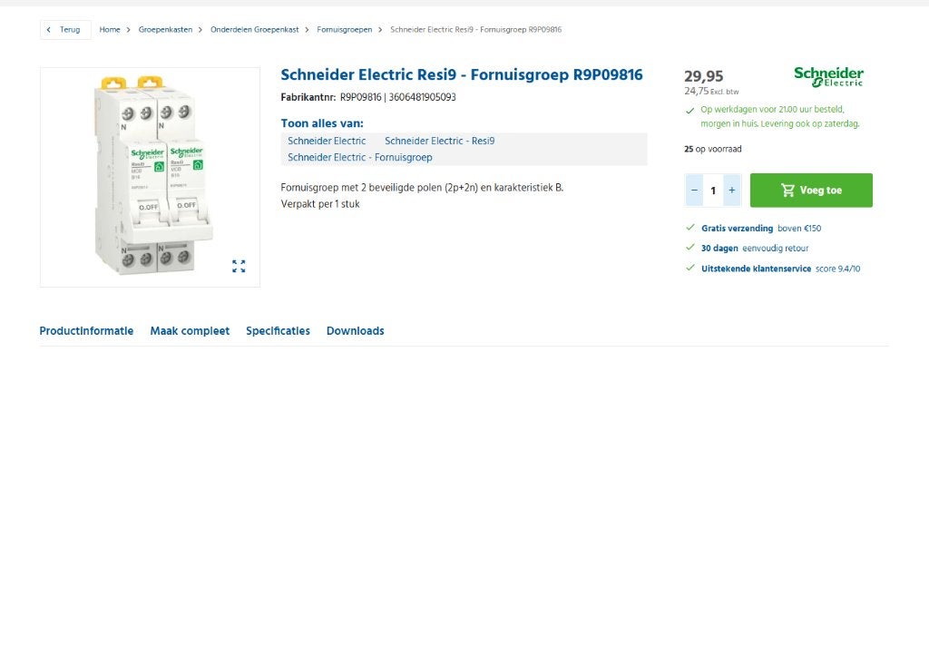 schneider electric CS 30323 fornuisgroep, Ophalen of Verzenden, Nieuw, Schneider Electric, Aardlekschakelaar
