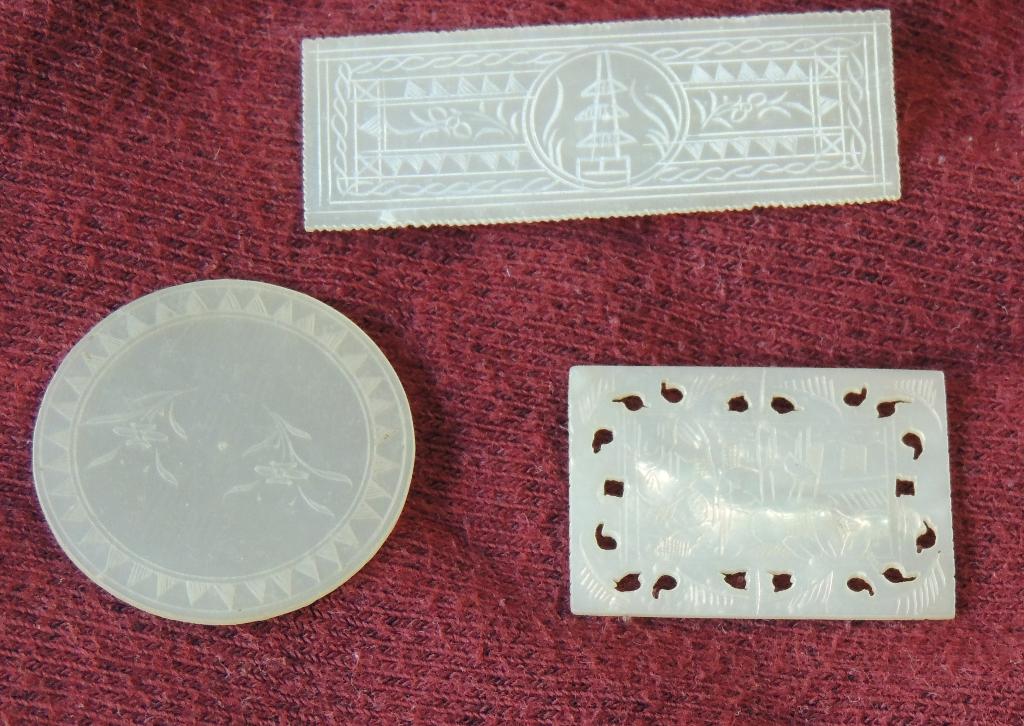 3 parelmoer fiches antiek eind 1800 / begin 1900 China, Ophalen of Verzenden