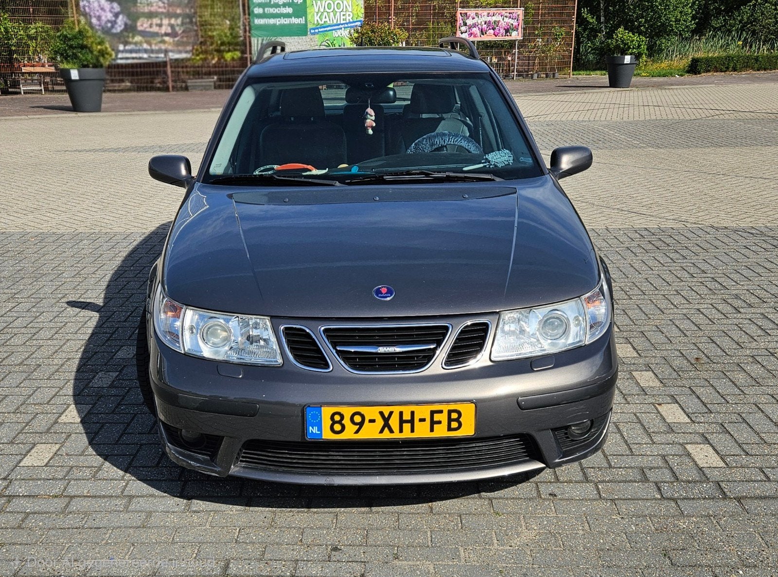 Saab 9-5 2.3 Turbo Aero Estate AUT 2004 Grijs met kantel dak, Auto's, Saab, 1800 kg, Beige, 4 cilinders, 2290 cc