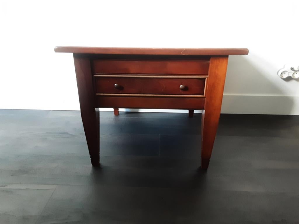 Houten bijzettafel met lade - 60x60x48 cm, Huis en Inrichting, Tafels | Bijzettafels, Gebruikt, Vierkant, 55 tot 75 cm, Hout