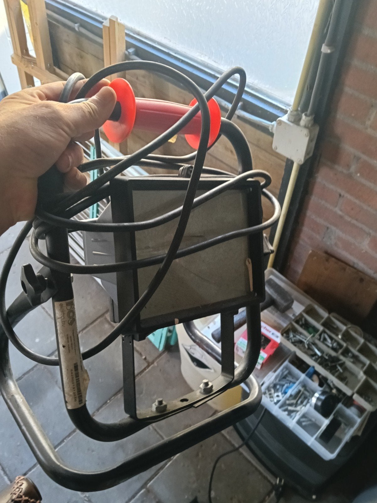 Bouwlamp met statief en haspel, Doe-het-zelf en Verbouw, Bouwverlichting, Gebruikt, Minder dan 50 watt, Met statief, Ophalen of Verzenden