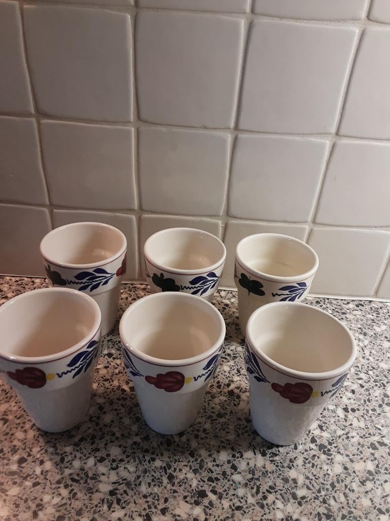6 boerenbont bekers .NIEUW., Ophalen of Verzenden