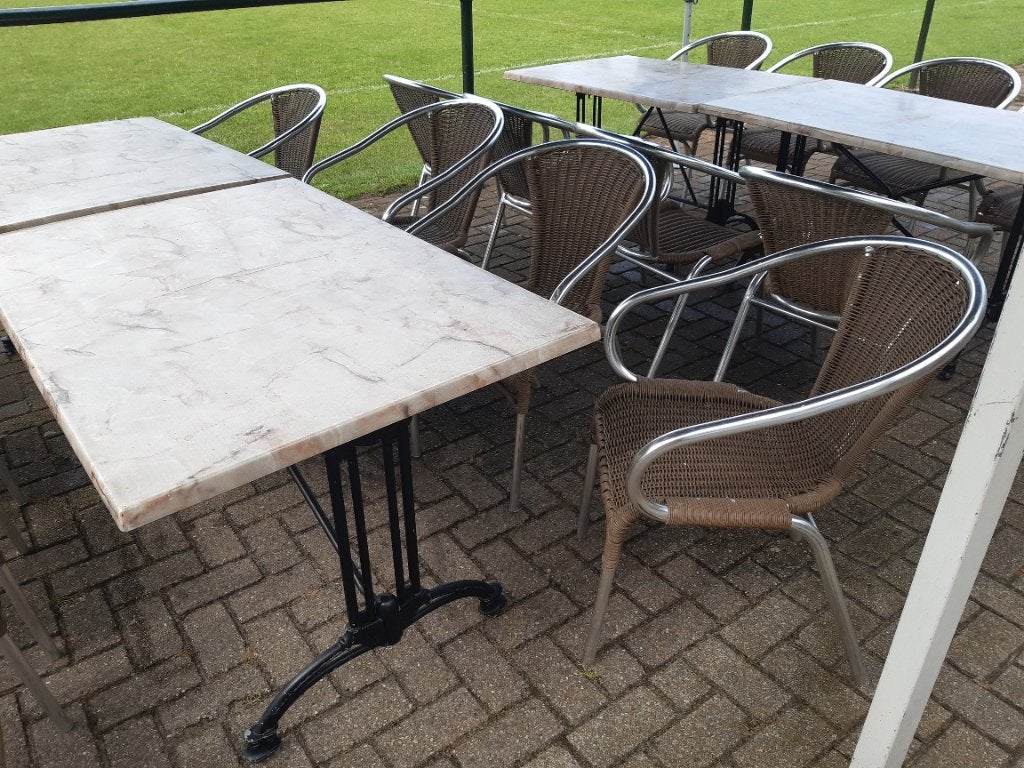 Terras stoelen terrastafel bistroset, Tuin en Terras, Ophalen, Rond