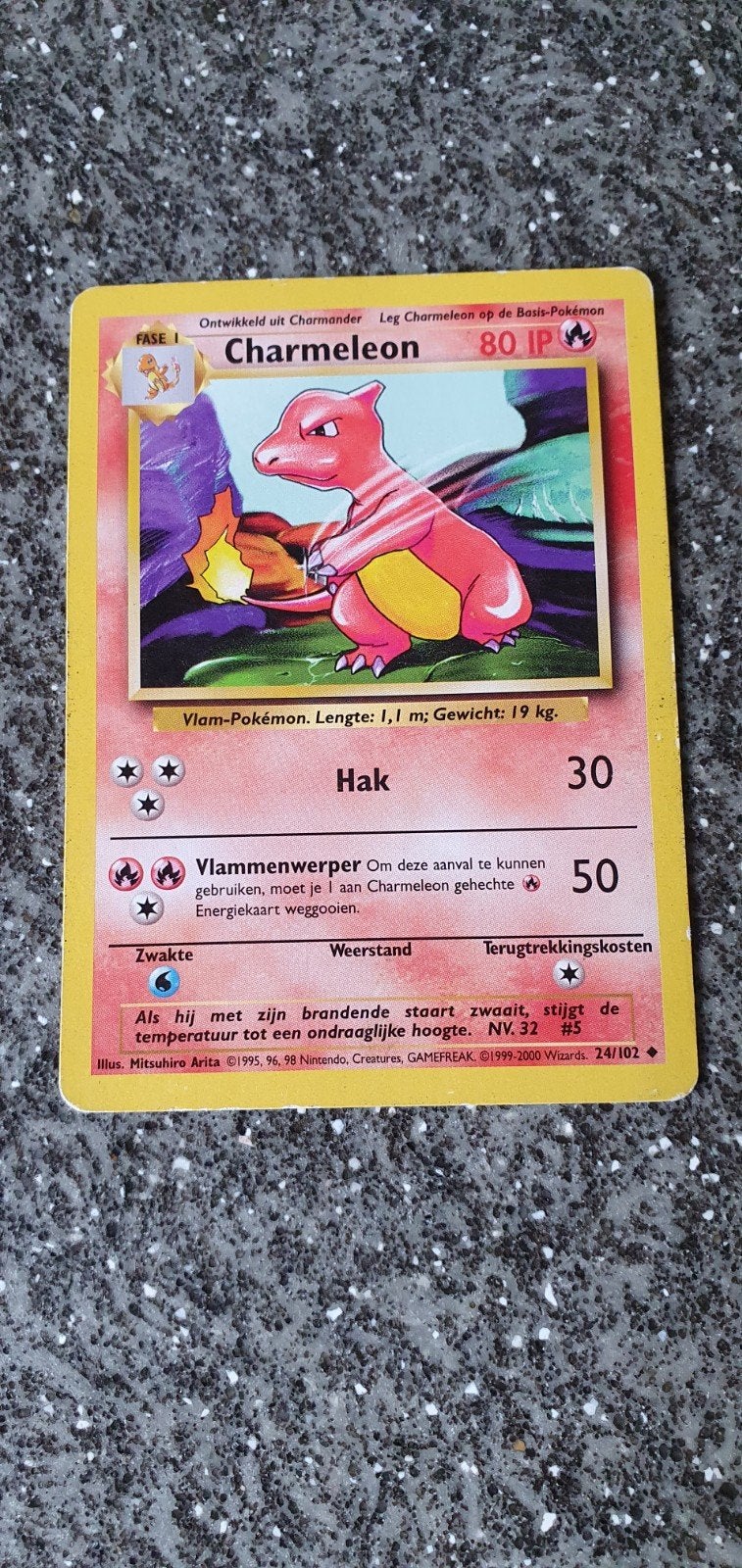 Charmeleon 24/102 Base set(1999-2000 Wizards) Nederlandstal, Ophalen of Verzenden, Gebruikt, Losse kaart
