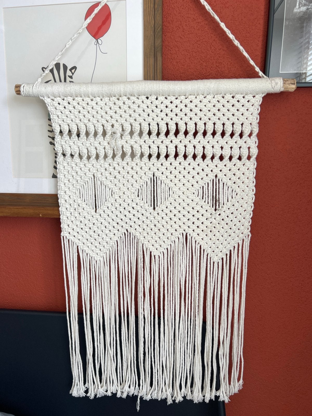 Handgemaakte Macramé Wandhanger - Boho Stijl, Textiel, Ophalen of Verzenden, Zo goed als nieuw, Wit