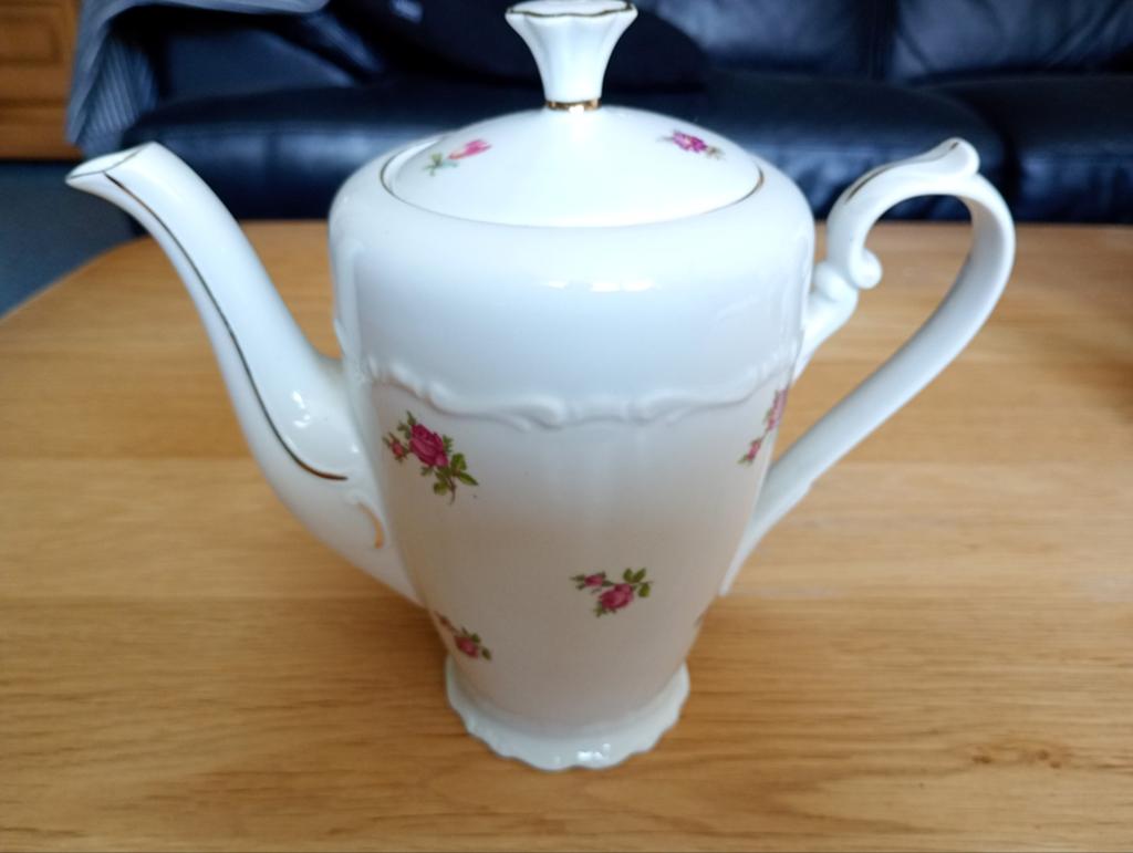 Mooie vintage theepot met roosjes decoratie, Ophalen of Verzenden