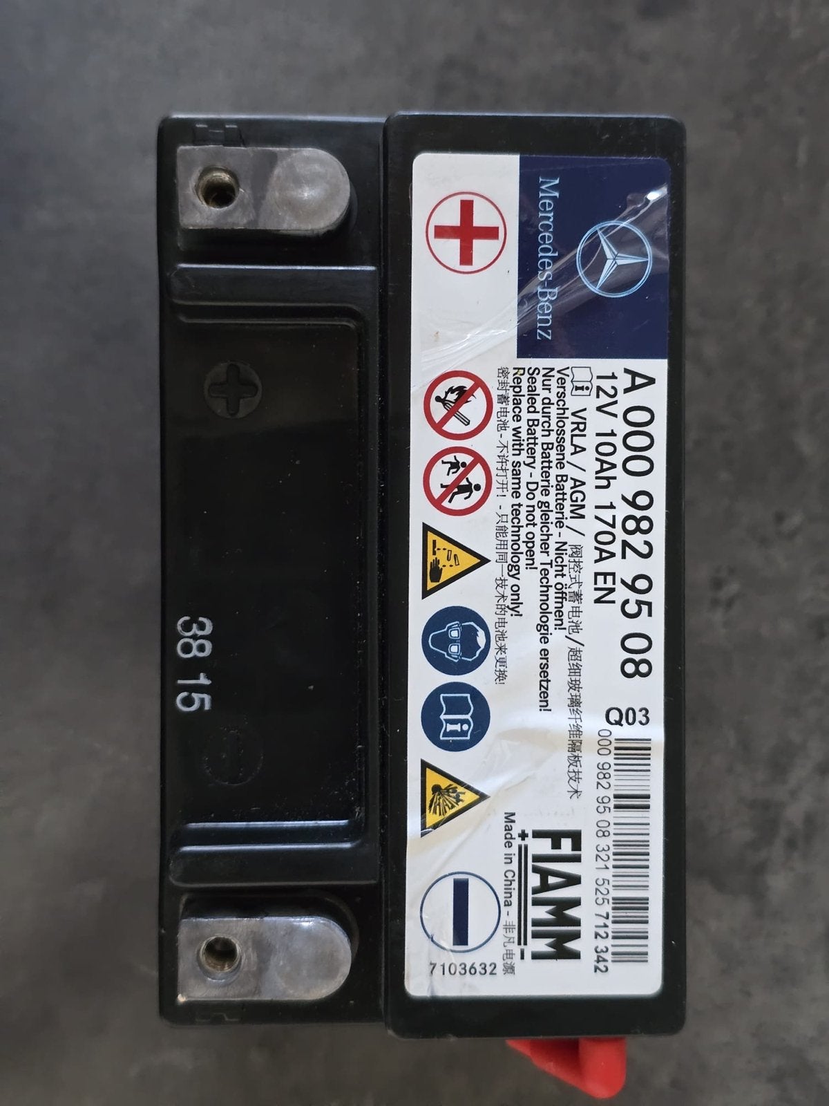 Originele Mercedes-Benz accu 12V 10Ah (W205, W213, X253), Ophalen, Gereviseerd, Mercedes-Benz