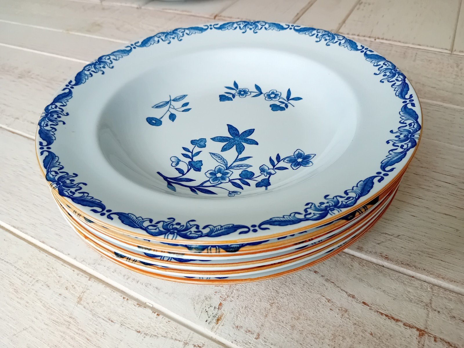 6 diepe borden 24 cm Rorstrand Ostindia East Indies Sweden, Ophalen of Verzenden, Zo goed als nieuw, Bord(en), Overige stijlen