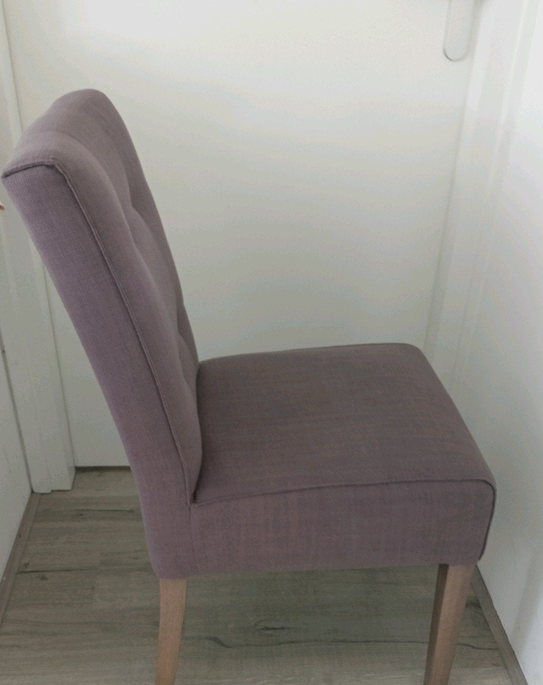Comfortabele stoffen eetkamerstoel - Taupes, Huis en Inrichting, Ophalen, Hout, Gebruikt, Bruin