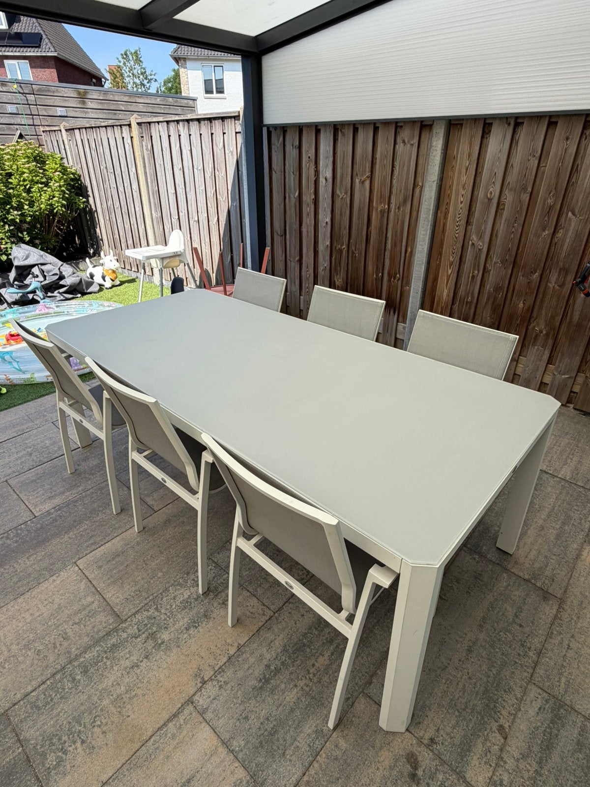 Hartman tafel incl 6 stoelen, Ophalen, Gebruikt, 6 zitplaatsen, Aluminium