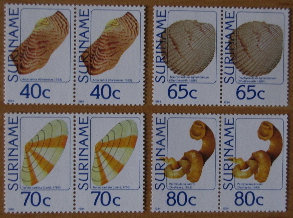Rep-Suriname 388-391 paren h schelpen., Verzenden, Postfris